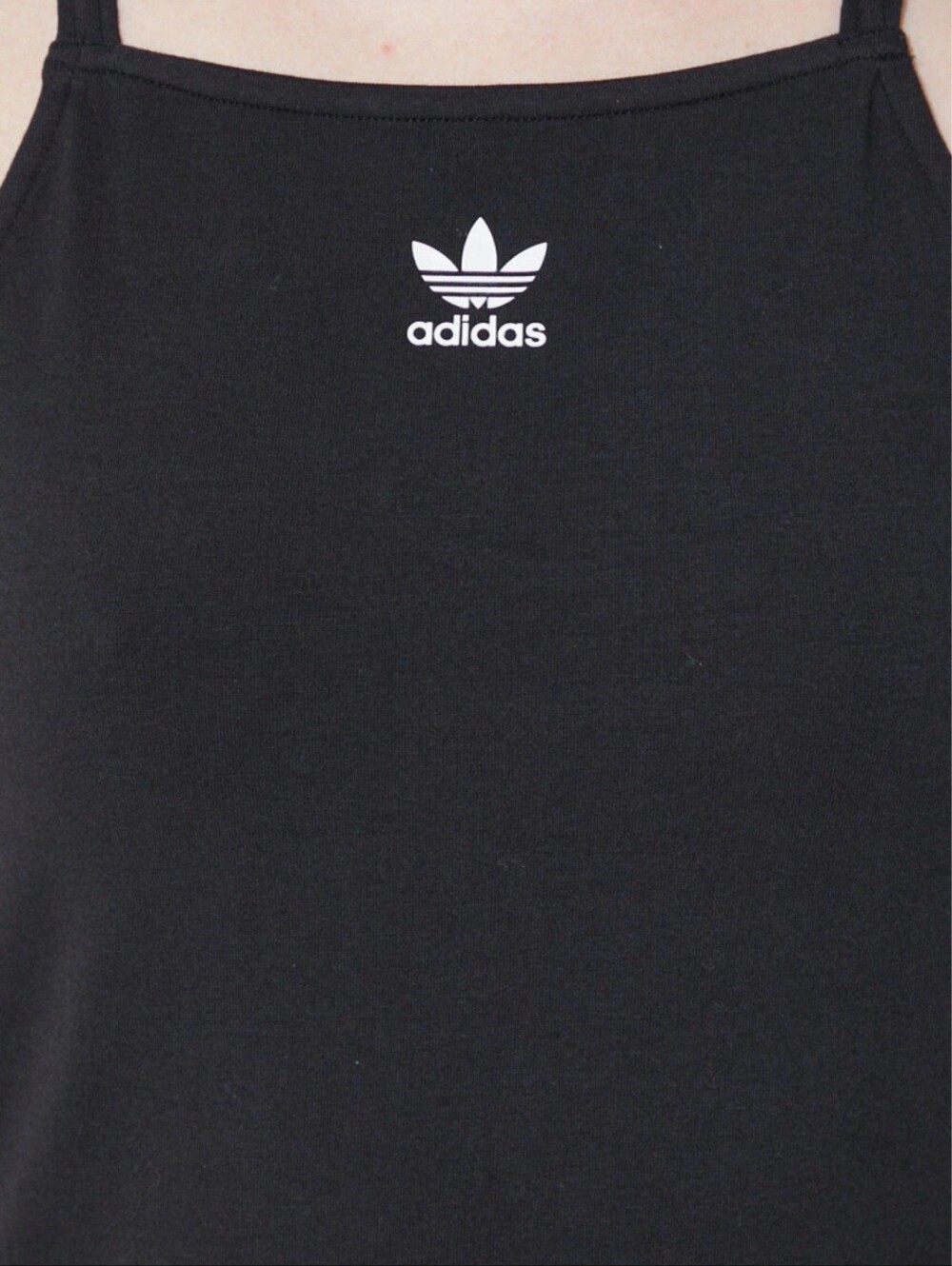 Adidas 3-stripe Jersey Minidress Black Slim Strappy Tank with White Trefoil Sz M - Picture 4 of 16